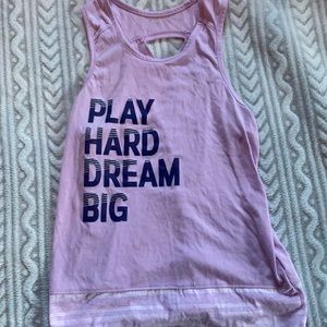 Lavender tank top with text